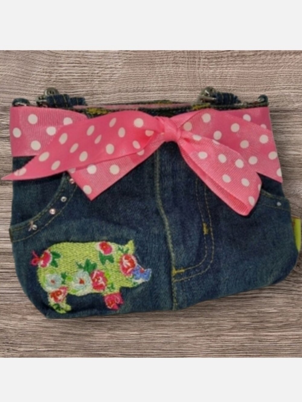 GIRLS DENIM PIG PURSE - Picture 11 of 11